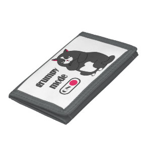 Grumpy mode on funny fat cat   tri-fold wallet