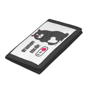 Grumpy mode on funny fat cat tri-fold wallet