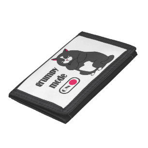 Grumpy mode on funny fat cat tri-fold wallet