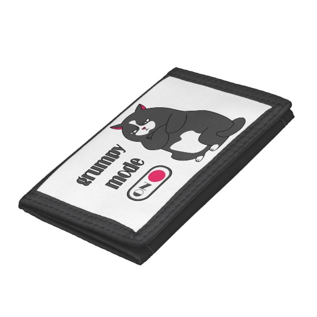 Grumpy mode on funny fat cat tri-fold wallet (Bottom)