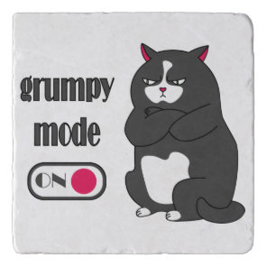 Grumpy mode on funny fat cat  trivet