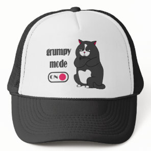 Grumpy mode on funny fat cat  trucker hat