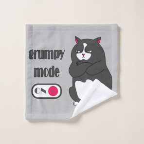 Grumpy mode on funny fat cat  wash cloth