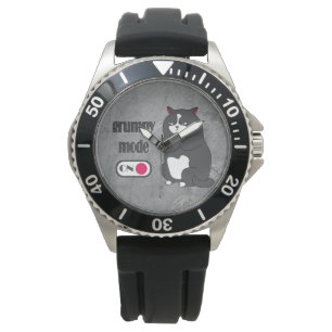 Grumpy mode on funny fat cat watch