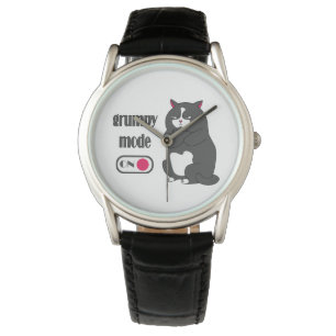 Grumpy mode on funny fat cat watch