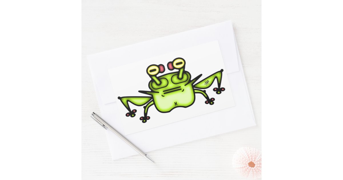Grumpy odd frog toad v2 rectangular sticker | Zazzle
