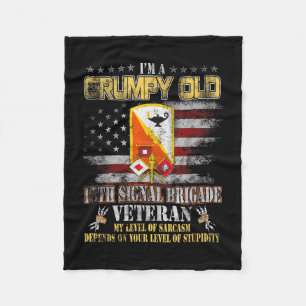 Grumpy Old 15th Signal Brigade Us Flag Veterans Da Fleece Blanket