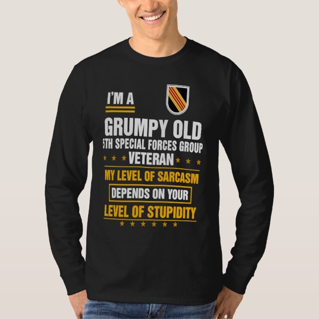 Grumpy Old 5th Special Forces Group Veteran Father T-Shirt (Front)