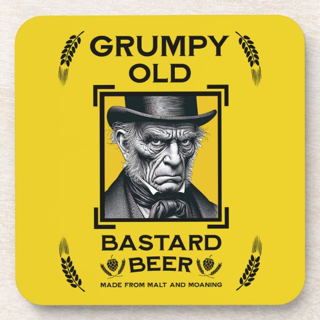 Grumpy Old Bastard Beer Beverage Coaster (Front)