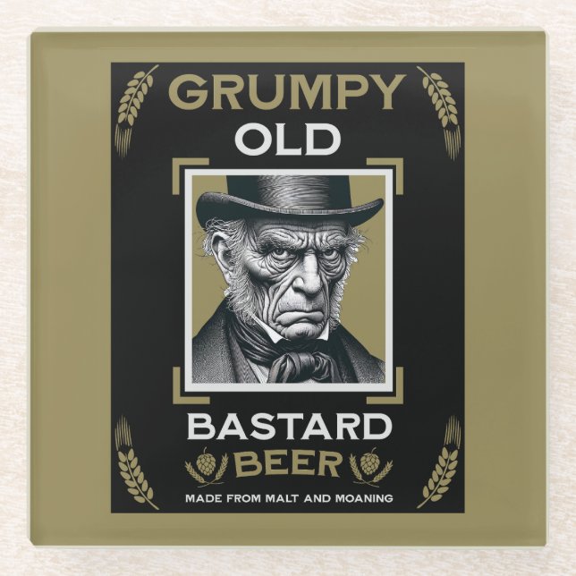 Grumpy Old Bastard Beer Glass Coaster (Front)