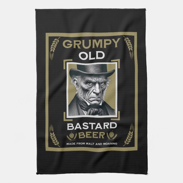 Grumpy Old Bastard Beer Kitchen Towel (Vertical)