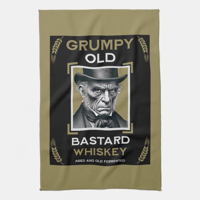 Grumpy Old Bastard Whiskey Kitchen Towel (Vertical)