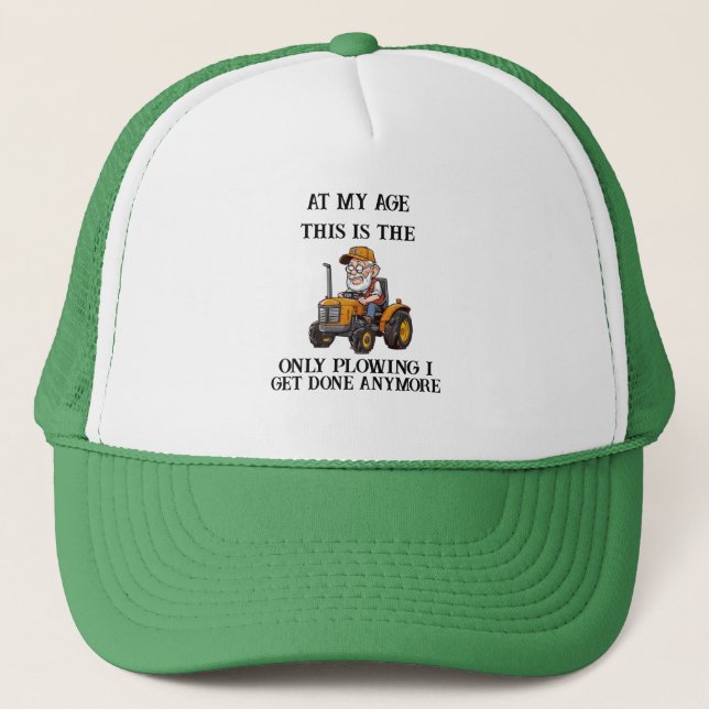 Grumpy Old Farmer Plowing Trucker Hat (Front)
