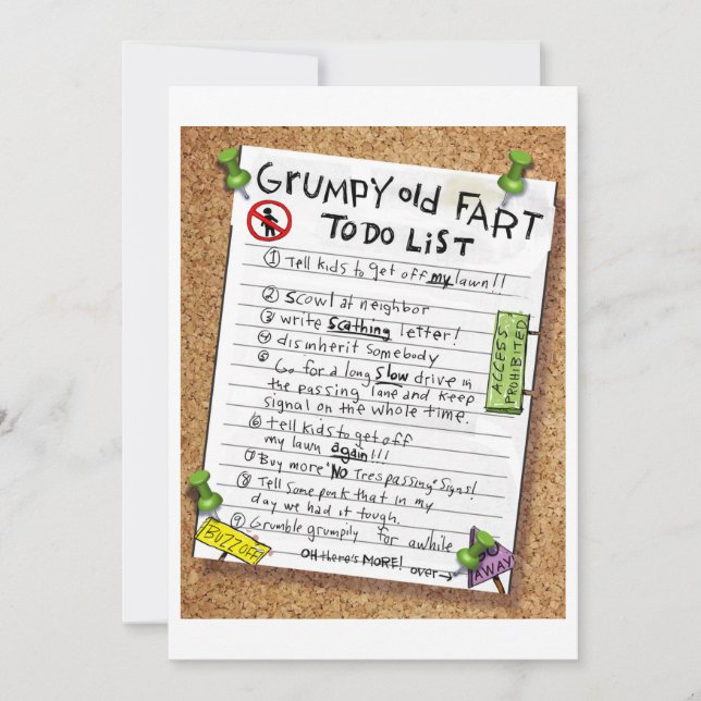 Grumpy Old Fart To Do List Holiday Card (Front)