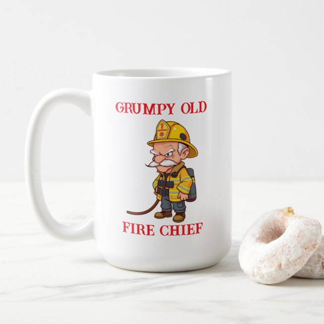 Grumpy Old Fire Chief Coffee Mug (With Donut)