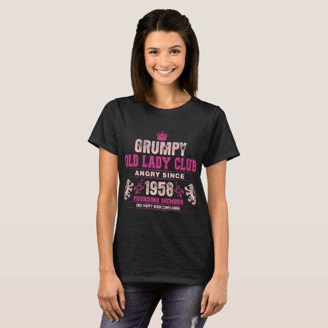 Grumpy Old Lady Club Angry Since 1958 Member Shirt (Front Full)