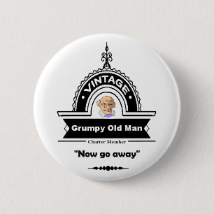 Grumpy Old Man Club Fun "Over the Hill" Birthday Button