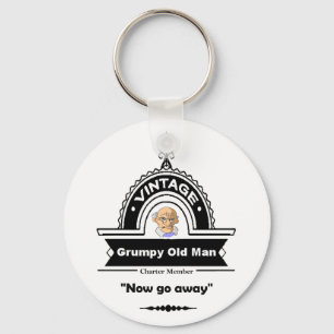 Grumpy Old Man Club Fun "Over the Hill" Birthday Keychain