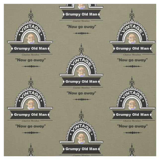 Grumpy Old Man Club Fun "Over the Hill" Fabric (Swatch)