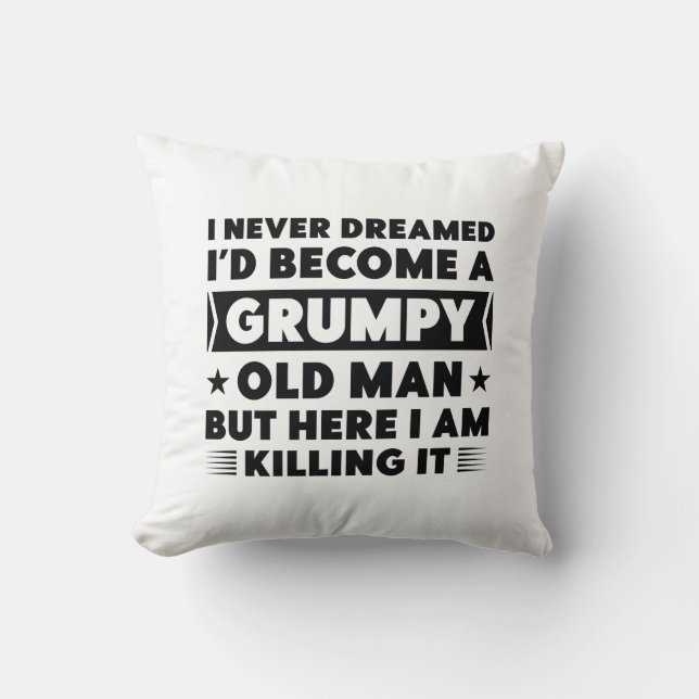 Grumpy Old Man Throw Pillow (Front)