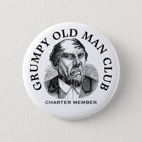 Grumpy Old Man Vintage Button