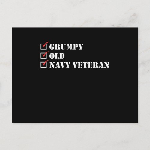 Grumpy Old Navy Veteran Print Postcard