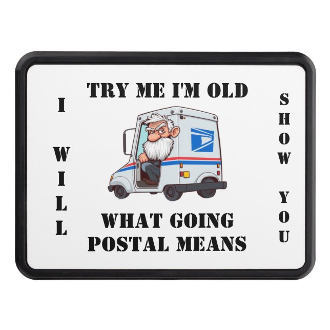 Grumpy Old Postal Worker Hitch Cover (Front)