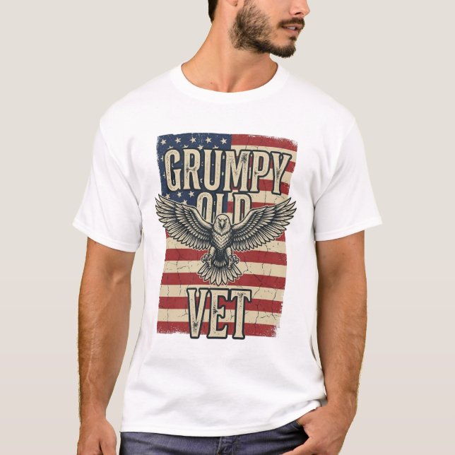 Grumpy Old Vet Patriotic Eagle Flag Shirt Design (Front)