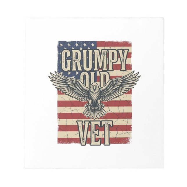 Grumpy Old Vet Patriotic Eagle Flag Shirt Design Notepad (Front)