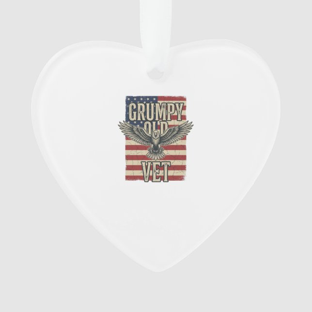 Grumpy Old Vet Patriotic Eagle Flag Shirt Design Ornament (Front)