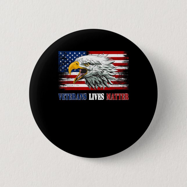 Grumpy Old Veteran American Eagle Flag Veterans Li Button (Front)