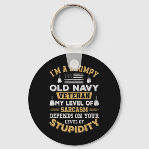Grumpy Old Veteran Patriotic Funny Military Vetera Keychain