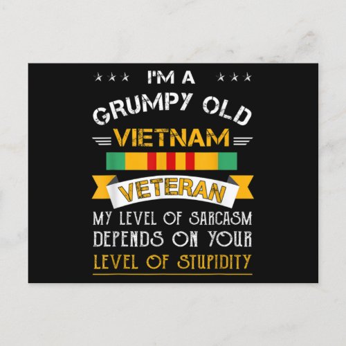 Grumpy Old Vietnam Veteran Announcement Postcard