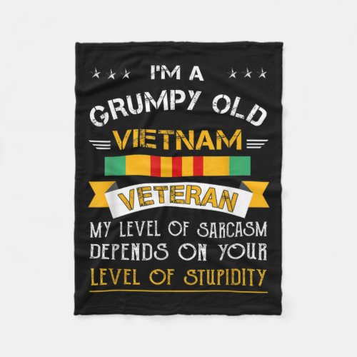 Grumpy Old Vietnam Veteran Fleece Blanket