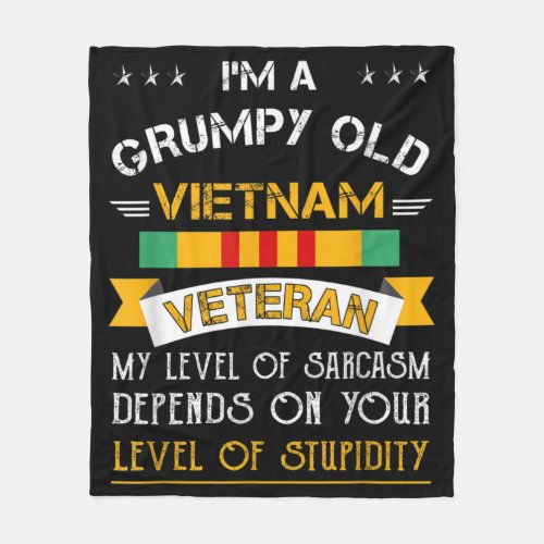 Grumpy Old Vietnam Veteran Fleece Blanket