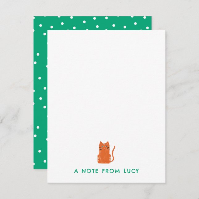 Grumpy Orange Cat Children's Stationery Note Card (Front/Back)