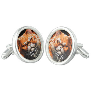 Grumpy orange Cat Cufflinks