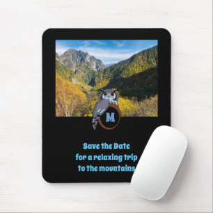 Grumpy Owl Nesting on Monogram Egg Photo Mouse Pad