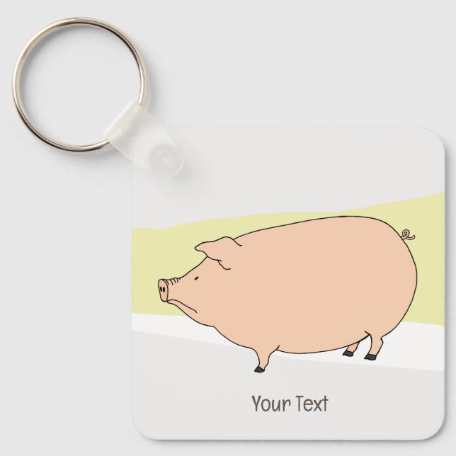 Grumpy Pig Neutral Colors Personalized Keychain (Front)