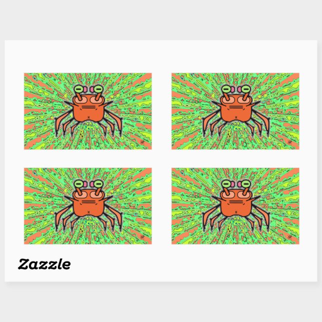 Grumpy psychedelic odd crab v4 rectangular sticker (Sheet)