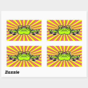 Grumpy psychedelic odd frog toad v4 rectangular sticker