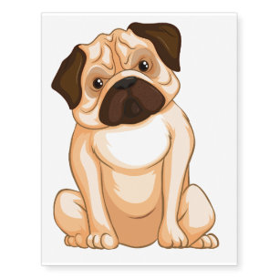 Grumpy Pug Cartoon Temporary Tattoos