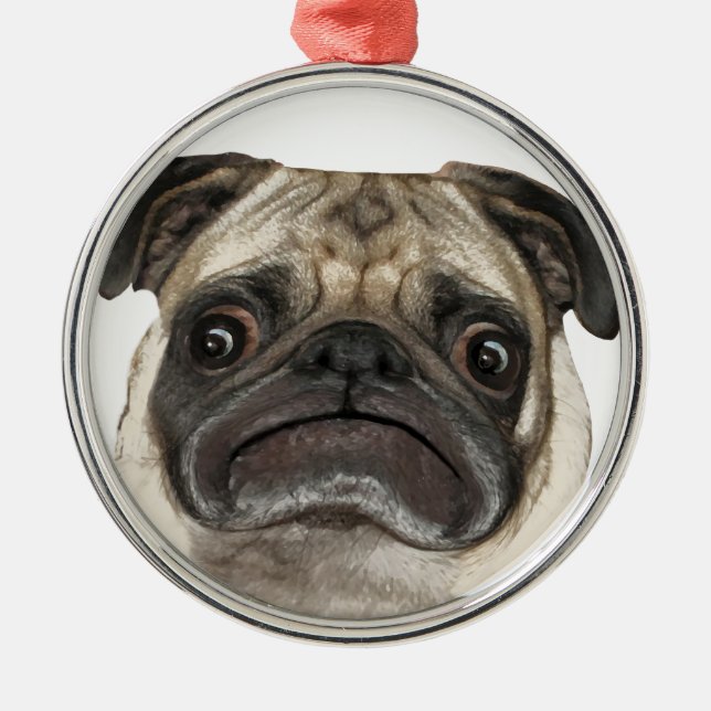 Grumpy Puggy Gifts Metal Ornament (Front)