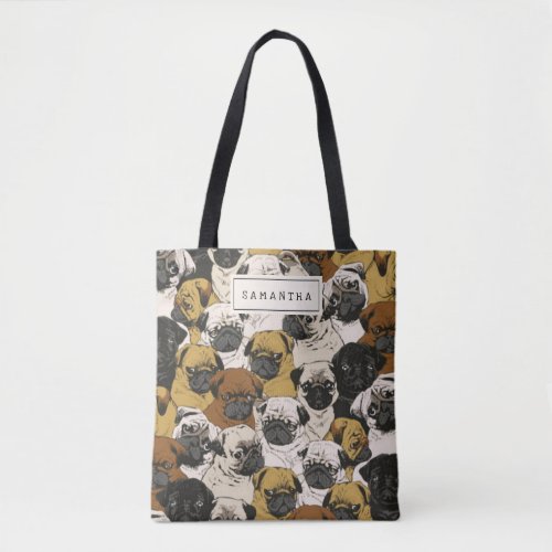 Grumpy Pugs  Funny Cute Pug Dogs Personalized Tote Bag
