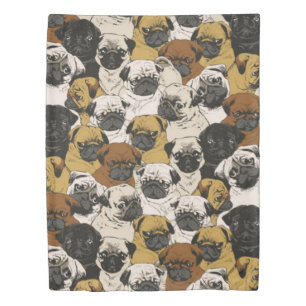Grumpy Pugs / Funny Cute Pug Dogs Puppies Pattern Duvet Cover