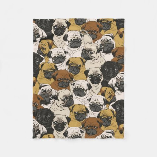 Grumpy Pugs  Funny Cute Pug Dogs Puppies Pattern Fleece Blanket