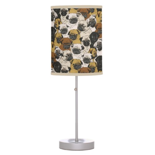Grumpy Pugs  Funny Cute Pug Dogs Puppies Pattern Table Lamp