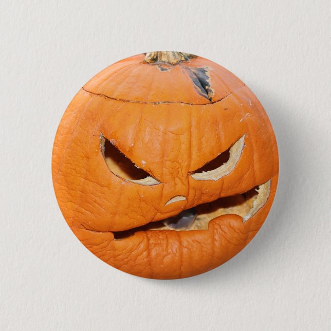 Grumpy Pumpkin Pinback Button (Front)
