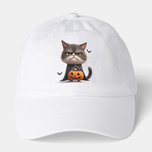 Grumpy Pumpkin Witch Cat Halloween Theme 🎃 Hat