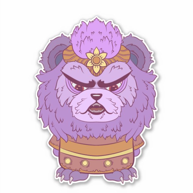 Grumpy Purple Lion Sticker (Front)